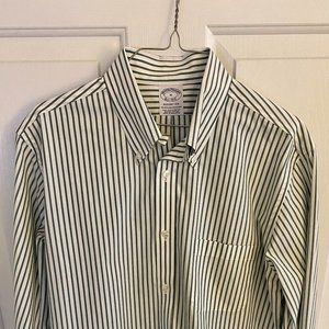 Brooks Brothers Regent Fit Striped Green Shirt (Size M) -- Only Worn Once